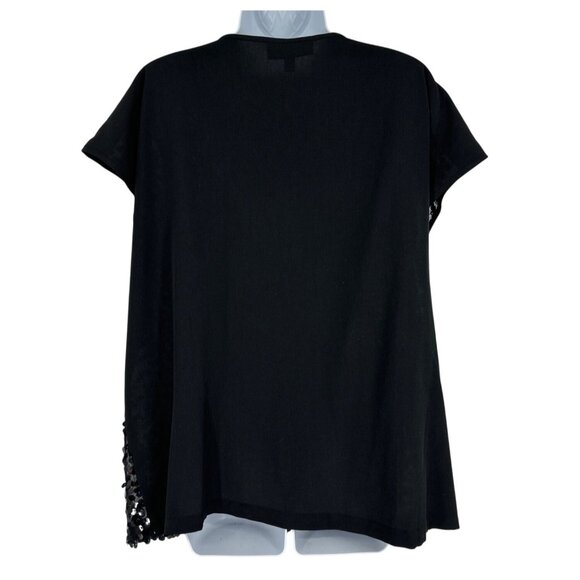 Lane Bryant Sheer Black Sequin Front Cap Sleeve Popover Top Size 14 - Picture 3 of 7